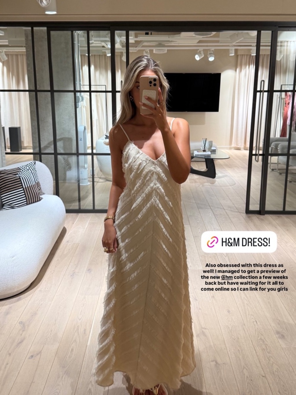 H&M Cream Textured Maxi Slip Dress - Picture 2 of 11